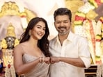 Pooja Hegde and Vijay at the launch of Thalapathy 69 in Chennai.