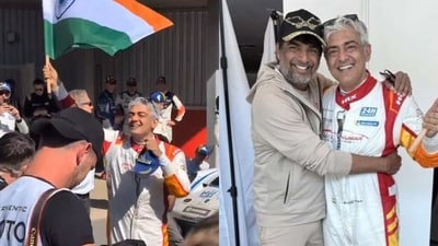 Ajith Kumar celebrated the win at 24H Dubai 2025 with his team mates and Madhavan. Ajith Kumar celebrated the win at 24H Dubai 2025 with his team mates and Madhavan.