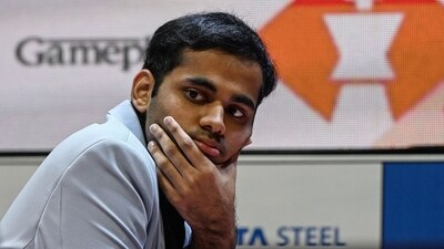 India's chess grandmaster Arjun Erigaisi gestures during a game. (AFP) India's chess grandmaster Arjun Erigaisi gestures during a game. (AFP)