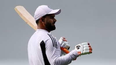 India's Rishabh Pant warms up in the training session. (AFP) India's Rishabh Pant warms up in the training session. (AFP)
