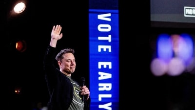 Tesla and SpaceX CEO Elon Musk gestures as he speaks at Life Center Church in Harrisburg, Pa., on Oct. 19, 2024. (AP) Tesla and SpaceX CEO Elon Musk gestures as he speaks at Life Center Church in Harrisburg, Pa., on Oct. 19, 2024. (AP)
