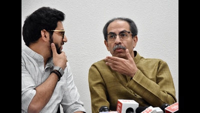Mumbai, Jan 10 (ANI): Shiv Sena (UBT) chief Uddhav Thackeray with party leader Aditya Thackeray addresses a press conference after the first phase of the Bal Thackeray National Memorial, Shivaji Park has been completed, in Mumbai on Friday. (ANI Photo) (Sandip Mahankal) Mumbai, Jan 10 (ANI): Shiv Sena (UBT) chief Uddhav Thackeray with party leader Aditya Thackeray addresses a press conference after the first phase of the Bal Thackeray National Memorial, Shivaji Park has been completed, in Mumbai on Friday. (ANI Photo) (Sandip Mahankal)