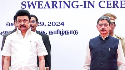 Tamil Nadu governor RN Ravi and chief minister MK Stalin. (PTI) Tamil Nadu governor RN Ravi and chief minister MK Stalin. (PTI)