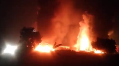 Fire breaks out at a chemical factory in Greater Noida on Saturday. (Screengrab) Fire breaks out at a chemical factory in Greater Noida on Saturday. (Screengrab)