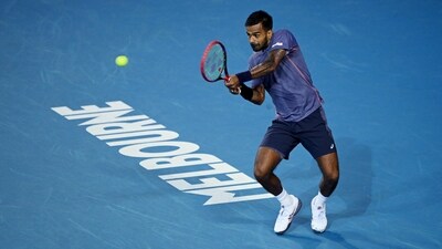 India's Sumit Nagal in action. (REUTERS)