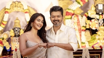 Pooja Hegde and Vijay at the launch of Thalapathy 69 in Chennai. Pooja Hegde and Vijay at the launch of Thalapathy 69 in Chennai.
