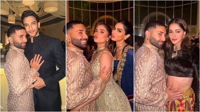 Orry, Vedang Raina, Khushi Kapoor, and Ananya Panday showcased their stylish ethnic looks at a friend's wedding. (Instagram/@Orry) Orry, Vedang Raina, Khushi Kapoor, and Ananya Panday showcased their stylish ethnic looks at a friend's wedding. (Instagram/@Orry)