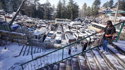 Shimla: Rush of visitors seen after fresh snowfall, at Kufri near Shimla, Himachal Pradesh, Tuesday, Jan. 7, 2025. (PTI) Shimla: Rush of visitors seen after fresh snowfall, at Kufri near Shimla, Himachal Pradesh, Tuesday, Jan. 7, 2025. (PTI)