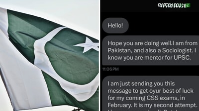 A Chandigarh-based UPSC teacher shared the message he received from a student in Pakistan. (X/Representational)