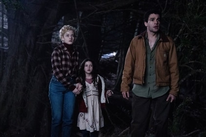 Julia Garner and Christopher Abbot in Wolf Man. Julia Garner and Christopher Abbot in Wolf Man.
