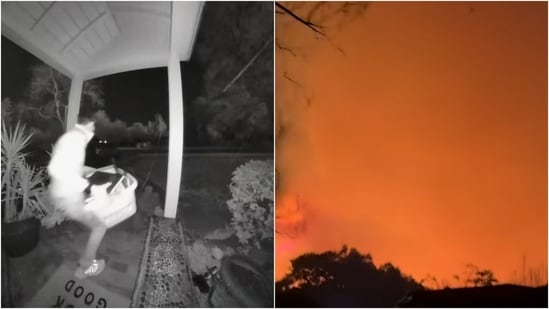Eaton Fire is one of six simultaneous wildfires that began on Tuesday in Los Angeles, scorching nearly 40,000 acres. (Instagram/ jeffrey.ku and cheryllyay)