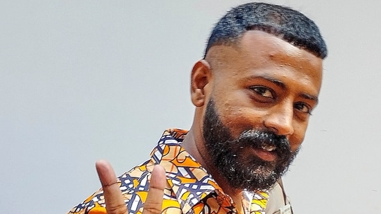 Alleged conman Sukesh Chandrashekhar being produced at Patiala House court in connection with a money laundering case, in New Delhi. (PTI FILE PHOTO)