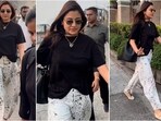 Anushka Sharma returned to Mumbai flaunting a stylish leopard-print denim outfit. Anushka Sharma returned to Mumbai flaunting a stylish leopard-print denim outfit.