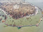 An aerial view of Sangam during Maha Kumbh Mela at Mahakumbh Nagar in Prayagraj, Uttar Pradesh India, Sunday, January 12, 2025. ( An aerial view of Sangam during Maha Kumbh Mela at Mahakumbh Nagar in Prayagraj, Uttar Pradesh India, Sunday, January 12, 2025. (