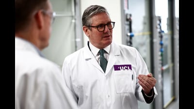 The Prime Minister met researchers and professors during a visit to the Manufacturing Futures Lab at University College London East on Monday (Henry Nicholls/PA)