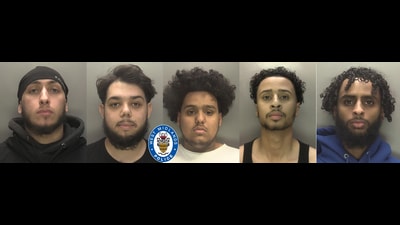 From left, Abubaker Alexawy, Hadza Demalji, Ali Hassan, Mohammed Sharif, Wasim Omar (West Midlands Police/PA) From left, Abubaker Alexawy, Hadza Demalji, Ali Hassan, Mohammed Sharif, Wasim Omar (West Midlands Police/PA)