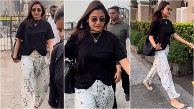 Anushka Sharma returned to Mumbai flaunting a stylish leopard-print denim outfit. (Instagram) Anushka Sharma returned to Mumbai flaunting a stylish leopard-print denim outfit. (Instagram)
