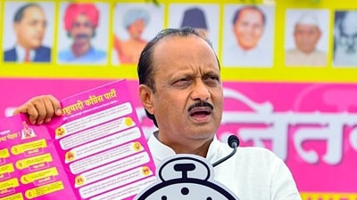 Maharashtra Deputy Chief Minister Ajit Pawar at a rally. The Malabar Hill police on Sunday arrested a 42-year-old man who had been posing as Pawar’s OSD. (ANI Photo) (Ajit Pawar-X) Maharashtra Deputy Chief Minister Ajit Pawar at a rally. The Malabar Hill police on Sunday arrested a 42-year-old man who had been posing as Pawar’s OSD. (ANI Photo) (Ajit Pawar-X)