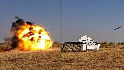 DRDO conducted a successful field evaluation trial of the Nag Mark 2 anti-tank guided missile in the Pokharan firing ranges, in Jaisalmer on Monday. (ANI )