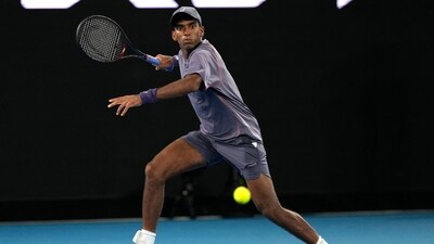 Meanwhile the 19-year-old also suffered cramps as he crumbled in the remaining three sets. (AP) Meanwhile the 19-year-old also suffered cramps as he crumbled in the remaining three sets. (AP)