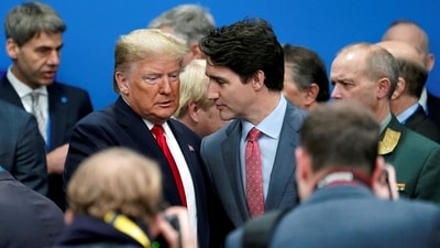Donald Trump talks with Canada's Prime Minister Justin Trudeau. (File) (REUTERS)