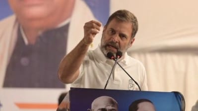 Leader of the Opposition in the Lok Sabha Rahul Gandhi addresses the “Jai Bapu, Jai Bhim, Jai Samvidhan’ public meeting at Zero Pushta, in Seelampur area ahead of the Delhi Assembly elections. (Raj K Raj/HT Photo) Leader of the Opposition in the Lok Sabha Rahul Gandhi addresses the “Jai Bapu, Jai Bhim, Jai Samvidhan’ public meeting at Zero Pushta, in Seelampur area ahead of the Delhi Assembly elections. (Raj K Raj/HT Photo)
