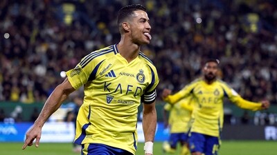 Al Nassr's Cristiano Ronaldo celebrates a goal. (REUTERS)