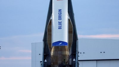 A Blue Origin New Glenn rocket stands ready for its inaugural launch at the Cape Canaveral Space Force Station in Cape Canaveral, Florida, US, January 10, 2025. (REUTERS)