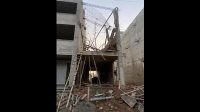 The collapse site in Mohali on Monday. (HT Photo) The collapse site in Mohali on Monday. (HT Photo)