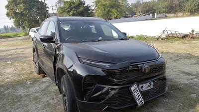 The damaged car (above). Police said Sharma is a software engineer with a reputed IT company in Noida, while his wife was a homemaker. They added that the couple was headed to Meerut in their Tata Harrier SUV when the accident took place. (Sakib Ali/HT Photo) The damaged car (above). Police said Sharma is a software engineer with a reputed IT company in Noida, while his wife was a homemaker. They added that the couple was headed to Meerut in their Tata Harrier SUV when the accident took place. (Sakib Ali/HT Photo)