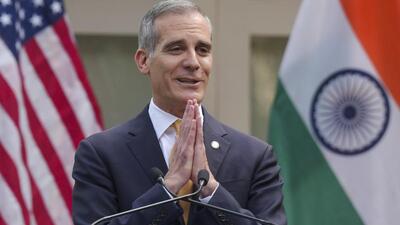 US ambassador Eric Garcetti addresses a gathering on the theme 'The United States and India: Building Bridges for our People', in New Delhi on Monday. (PTI) US ambassador Eric Garcetti addresses a gathering on the theme 'The United States and India: Building Bridges for our People', in New Delhi on Monday. (PTI)
