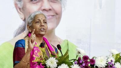 Union finance minister Nirmala Sitharaman addresses the 4th Convocation Ceremony of Rashtriya Raksha University in Gandhinagar on Monday. (ANI) Union finance minister Nirmala Sitharaman addresses the 4th Convocation Ceremony of Rashtriya Raksha University in Gandhinagar on Monday. (ANI)