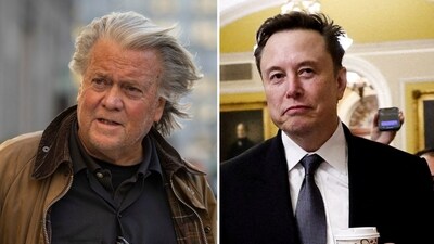 Steve Bannon says ‘evil’ Elon Musk ‘should go back to South Africa' (AP Photo/Yuki Iwamura, REUTERS/Benoit Tessier/File Photo) Steve Bannon says ‘evil’ Elon Musk ‘should go back to South Africa' (AP Photo/Yuki Iwamura, REUTERS/Benoit Tessier/File Photo)