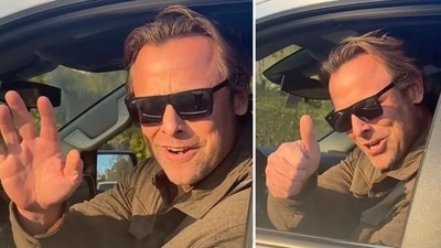 Palisades Fire: Driver smirks after being confronted over allegedly cutting off elderly woman during blaze (nateclarkshow/Instagram) Palisades Fire: Driver smirks after being confronted over allegedly cutting off elderly woman during blaze (nateclarkshow/Instagram)