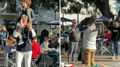 Strangers nearby quickly stepped in to help the scared boy who was seen crying. Someone in the crowd began chanting his father’s name (X/@Brink_Thinker) Strangers nearby quickly stepped in to help the scared boy who was seen crying. Someone in the crowd began chanting his father’s name (X/@Brink_Thinker)