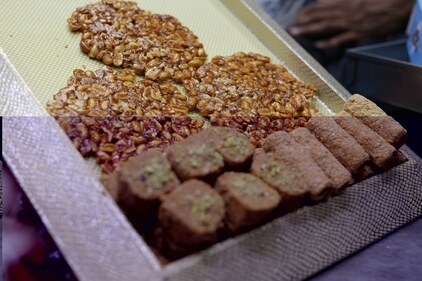 From the hit khajoor gajjak ( ₹800/kg) to the regular peanut gajjak ( ₹400/kg), a huge variety is available at Subedar and Sons, Shop 2171 in Kinari Bazar. (Photo: Manoj Verma)