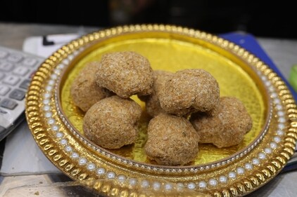 Careful if trying Najuk Gajjak ( ₹680/kg)! It’s as delicate as its name. Made of gud, it has flavours of clove and cardamom and of course, dry fruits. (Photo: Manoj Verma)