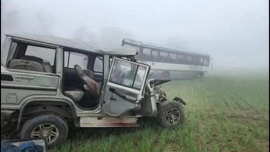 Police said the accident took place as the drivers of both the vehicles probably could not see each other due to poor visibility caused by dense fog.