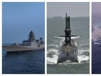 PM Modi called it a "very big day for India's maritime heritage". INS Nilgiri, INS Vaghsheer and INS Surat are seen from left to right.
