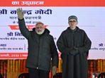 Prime Minister Narendra Modi with Jammu and Kashmir chief minister Omar Abdullah during the inauguration of Z-Morh tunnel at Sonmarg some 90 kilometers from Srinagar, on, 13 January 2025.