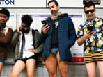 With no trousers to wear, the participants went creative and chose colourful underwear to show off to their fellow travellers. With no trousers to wear, the participants went creative and chose colourful underwear to show off to their fellow travellers.