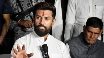 File Photo: Union Minister and Lok Janshakti Party (Ramvilas) president Chirag Paswan addressing a press conference at party office in Patna, Bihar. (Santosh Kumar/ Hindustan Times)