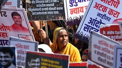 The death has sparked protests across Beed (Raju Shinde/ Hindustan Times) The death has sparked protests across Beed (Raju Shinde/ Hindustan Times)