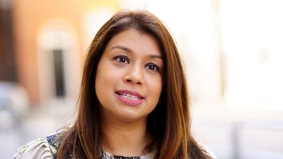 Member of Parliament Tulip Siddiq stands outside 10 Downing Street, London, May 13, 2022. (AP) Member of Parliament Tulip Siddiq stands outside 10 Downing Street, London, May 13, 2022. (AP)
