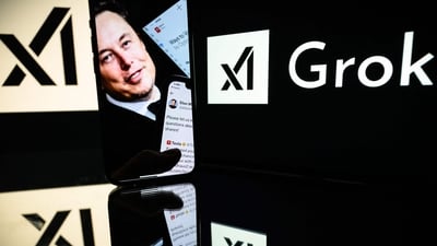 This photograph taken on January 13, 2025 in Toulouse shows screens displaying the logo of Grok, a generative artificial intelligence chatbot developed by xAI, the American company specializing in artificial intelligence and it's founder South African businessman Elon Musk. (Lionel Bonaventure/AFP) This photograph taken on January 13, 2025 in Toulouse shows screens displaying the logo of Grok, a generative artificial intelligence chatbot developed by xAI, the American company specializing in artificial intelligence and it's founder South African businessman Elon Musk. (Lionel Bonaventure/AFP)