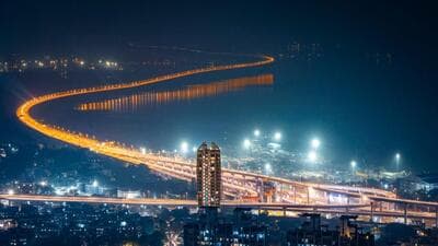 India’s longest sea bridge, Atal Setu, also referred to as Mumbai Trans Harbour Link (MTHL), completes a year on Tuesday. On an average, 22,689 vehicles have used the 21.8 km-long bridge daily. (ANI) India’s longest sea bridge, Atal Setu, also referred to as Mumbai Trans Harbour Link (MTHL), completes a year on Tuesday. On an average, 22,689 vehicles have used the 21.8 km-long bridge daily. (ANI)