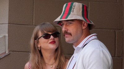Travis Kelce addressed rumours about Taylor Swift's new music during an interview, hinting there may be more love songs coming.
(Photo by TIMOTHY A. CLARY / AFP) (AFP) Travis Kelce addressed rumours about Taylor Swift's new music during an interview, hinting there may be more love songs coming.
(Photo by TIMOTHY A. CLARY / AFP) (AFP)