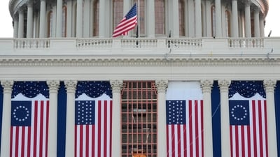 The 30-day flag-lowering period was set into motion with President Joe Biden's order, (AP) The 30-day flag-lowering period was set into motion with President Joe Biden's order, (AP)