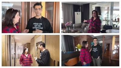 Farah Khan with Karan Johar at his Mumbai apartment. (YouTube/ Farah Khan) Farah Khan with Karan Johar at his Mumbai apartment. (YouTube/ Farah Khan)