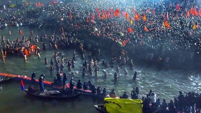 To aid devotees during the 45-day Mahakumbh, the Uttar Pradesh Police have set up a floating police chowki. For the security of the event, more than 10,000 troops, including local police and paramilitary forces, have been deployed. (Yogi Adityanath/X) To aid devotees during the 45-day Mahakumbh, the Uttar Pradesh Police have set up a floating police chowki. For the security of the event, more than 10,000 troops, including local police and paramilitary forces, have been deployed. (Yogi Adityanath/X)